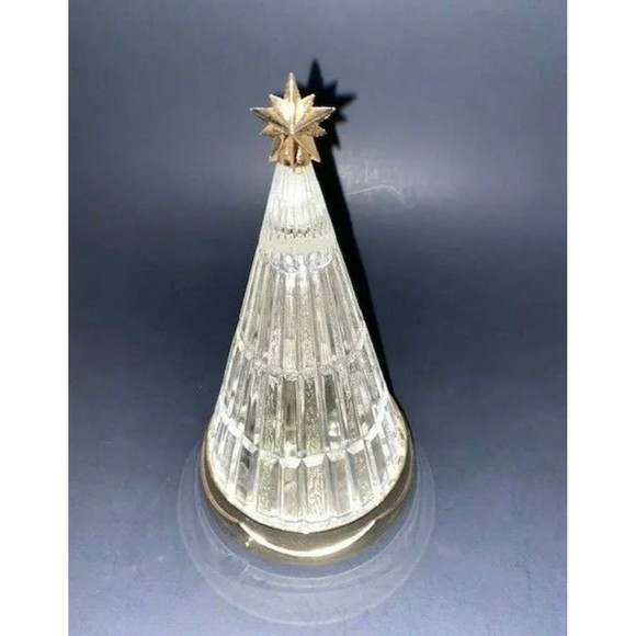 Vintage Lead Crystal Lighted Christmas Holiday Tree St George USA Original Box - Picture 7 of 11